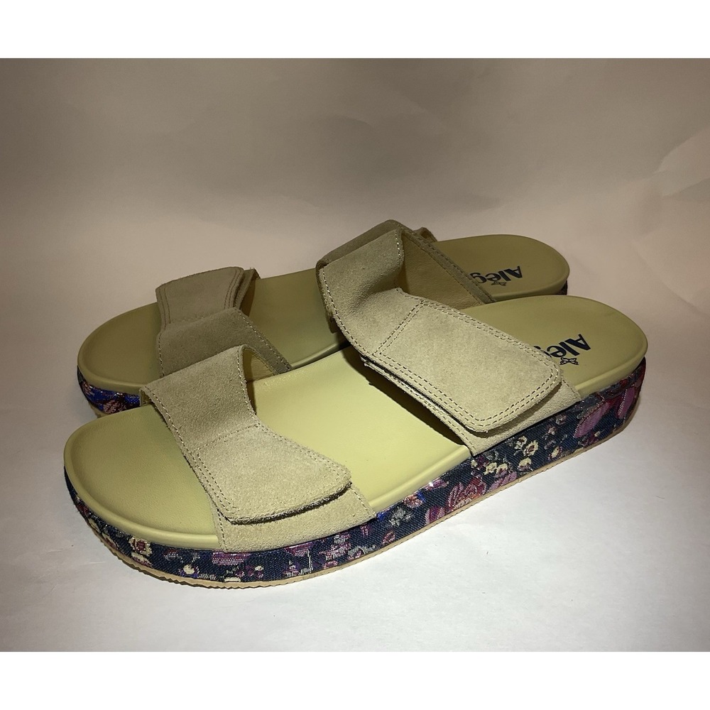 NEW Alegria Sandals Womens 41 MAI-142 SlipOn Wedge Slide Olive Denim Leather10,5